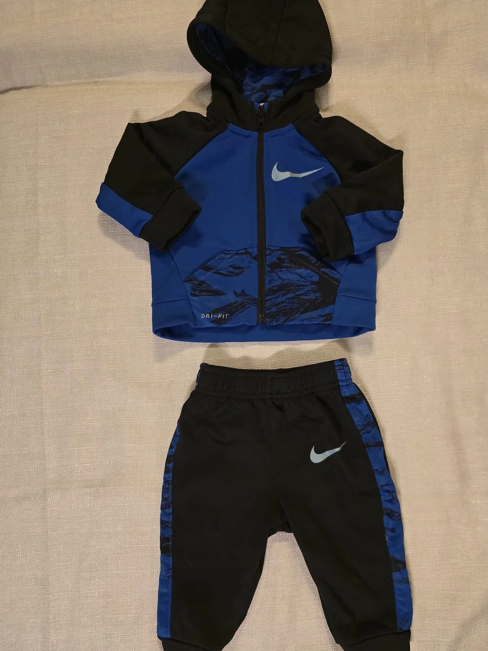 Nike Baby Dri-FIT Hooded Tracksuit Set Blue Black 6-9M 70-75cm